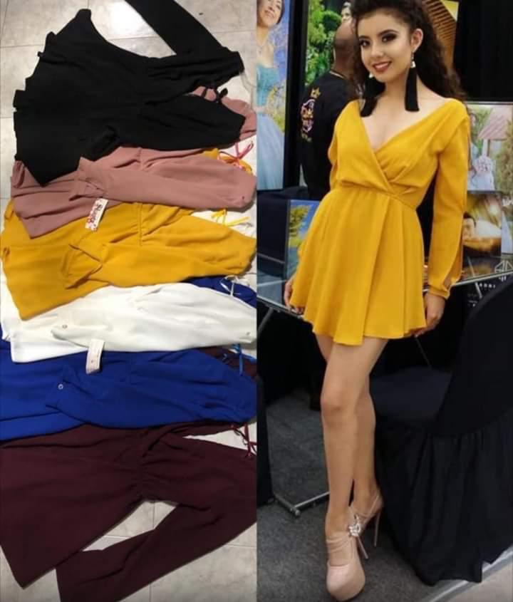 Vestido short maga larga